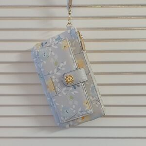 Never Used Nanette Lepore Floral Wristlet Clutch - Silver Gray Base with Floral